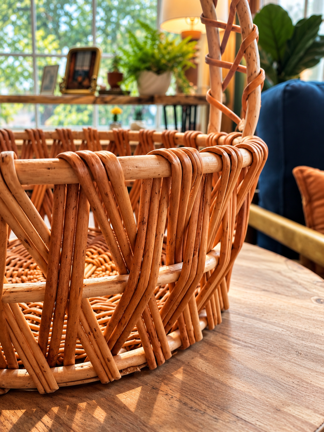 Woven Gathering Basket with Handle