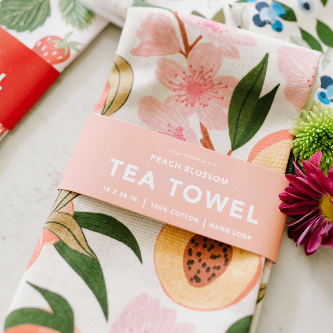 Paper Farm Press - Peach Blossom Tea Towel