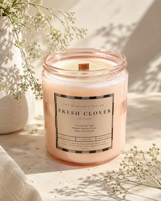 Fresh Clover Soy Candle | Lemon, Aloe & Soft Woods