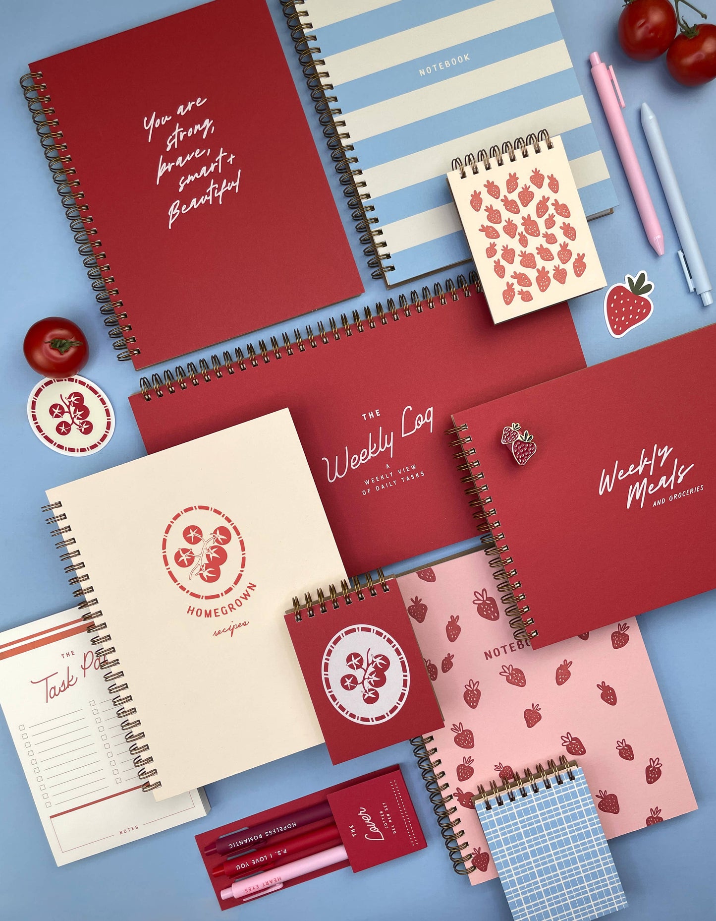 Ruff House Print Shop - Strawberry Pattern Mini Jotter Notebook